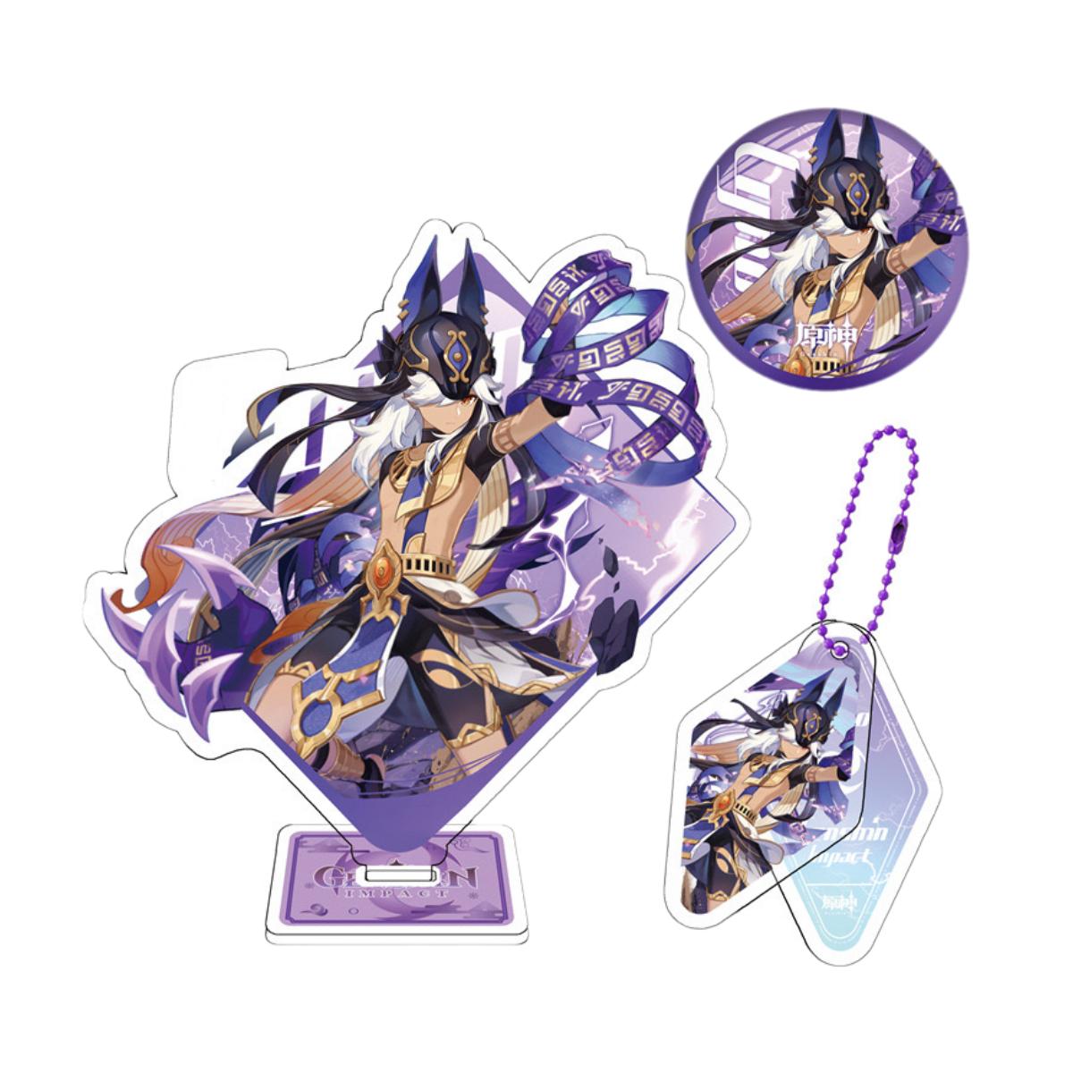 Zllada Genshin Impact Figurines Desk Bookmark Character Standee Keychain Badge & 50 Stickers - Anime Gift Ideal Gift Box Set for Fans Friends Gamer Book Lovers - Zllada