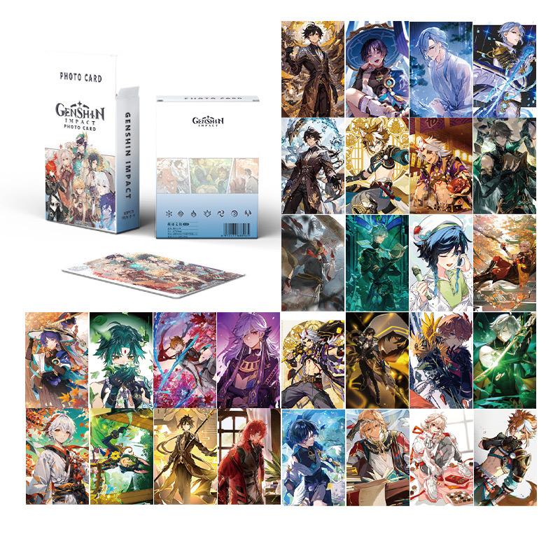 Zllada Genshin Impact Holographic Card Set - 50 Anime-Style Collectible Cards for Fans and Gamers - Game-Themed Merchandise - Zllada