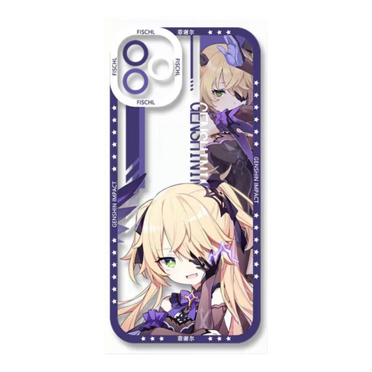 Fischl Genshin Impact Phone Case Laptop screen protector  protective cover - Q Style Cute Anime Character Design - Transparent Silicone Full Camera Protection All Round Defense Non Slip Cover - Zllada