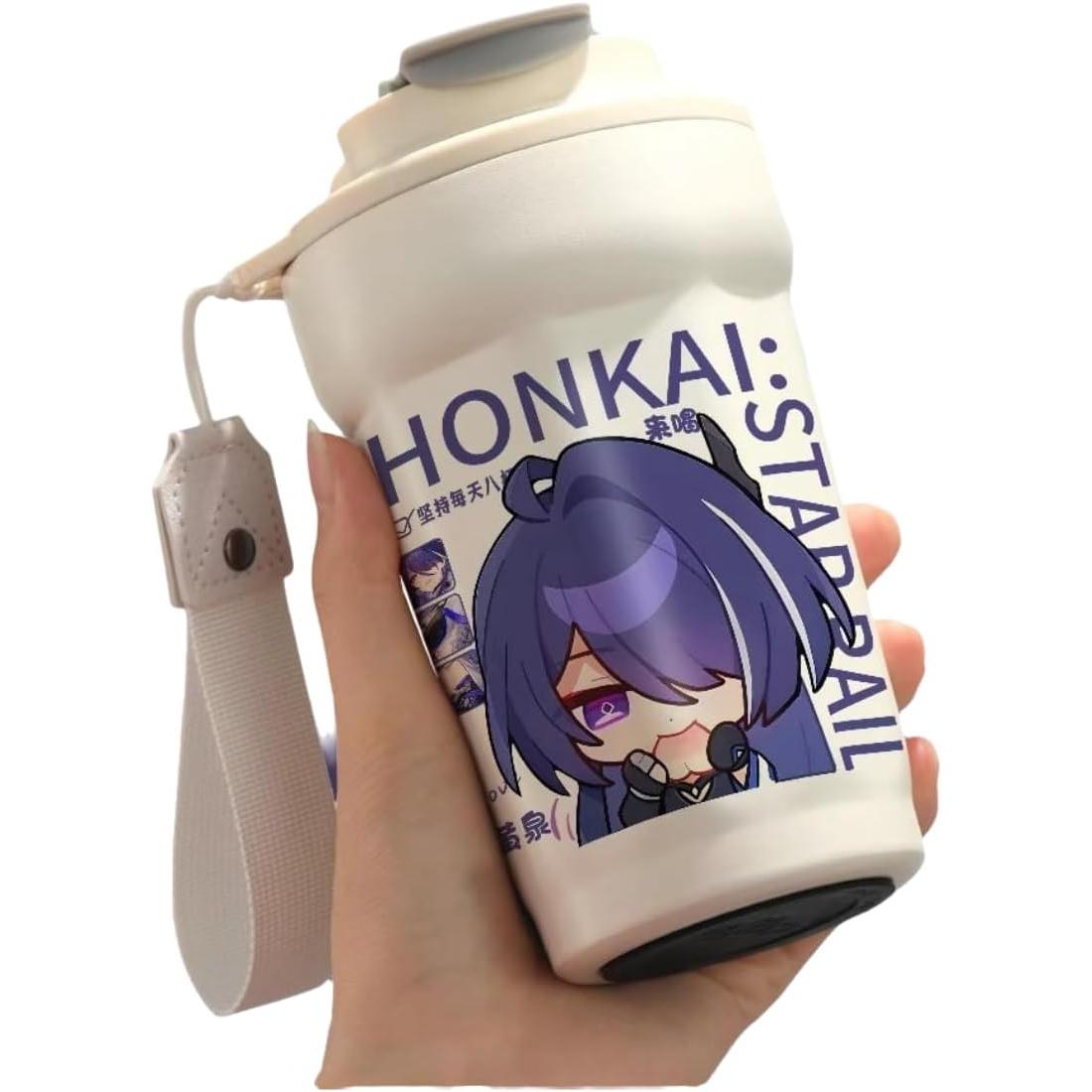 Star Rail  Travel Mug Sparkle - 316 Stainless Steel Insulated Coffee Cup with Dual-Use Lid - Leak-Proof Design & Portable Hand Strap - Anime Gaming Gift for Fans