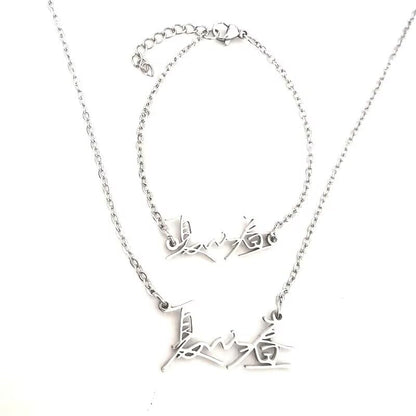 Love Deepspace Name Necklace & Bracelet Set - Titanium Steel English Chinese Letters Sylus Zayne Xavier Rafayel Caleb Charms - Anime Game Fan Gift