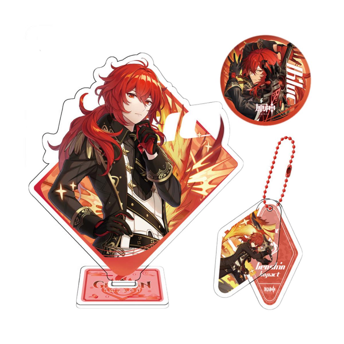 Zllada Genshin Impact Figurines Desk Bookmark Character Standee Keychain Badge & 50 Stickers - Anime Gift Ideal Gift Box Set for Fans Friends Gamer Book Lovers - Zllada