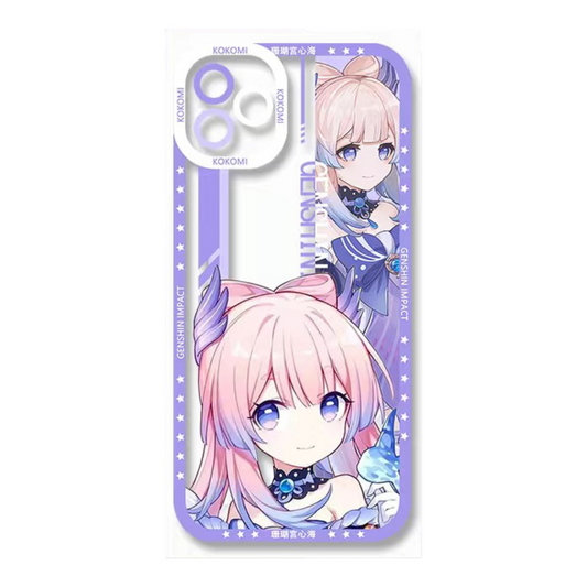 Kokomi Genshin Impact Phone Case Laptop screen protector  protective cover - Q Style Cute Anime Character Design - Transparent Silicone Full Camera Protection All Round Defense Non Slip Cover - Zllada