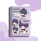 Purple Love and Deepspace Planner Journal - Blue A6 PU Leather Binder with 80 Sheets (160 Pages) Grid Lines - Chibi Design for Fitness Daily Plans Fan Gifts - Zllada