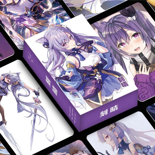 Genshin Impact Holographic Card Set - 50 Anime-Style Collectible Cards for Fans and Gamers - Game-Themed Merchandise - Zllada